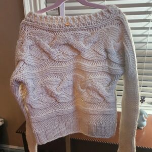 GUESS Cozy White Cable Knit Sweater NWOT